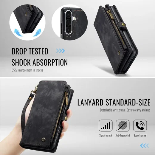 CaseMe 008 Samsung Galaxy A56 Hoesje 2-in-1 Book Case en Back Cover Zwart afbeelding 4