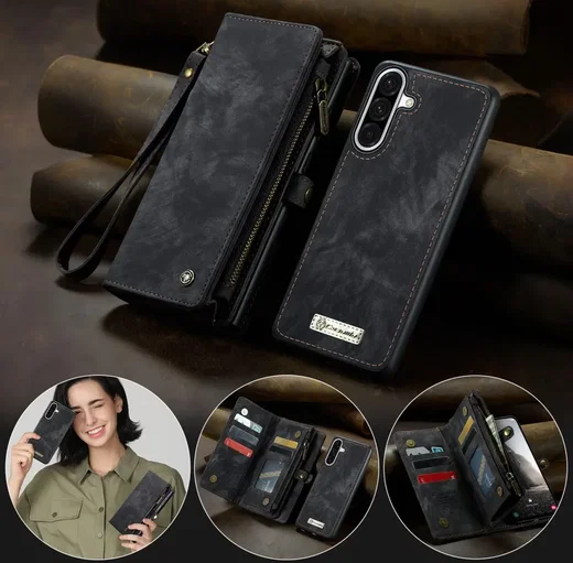 CaseMe 008 Samsung Galaxy A56 Hoesje 2-in-1 Book Case en Back Cover Zwart afbeelding 7