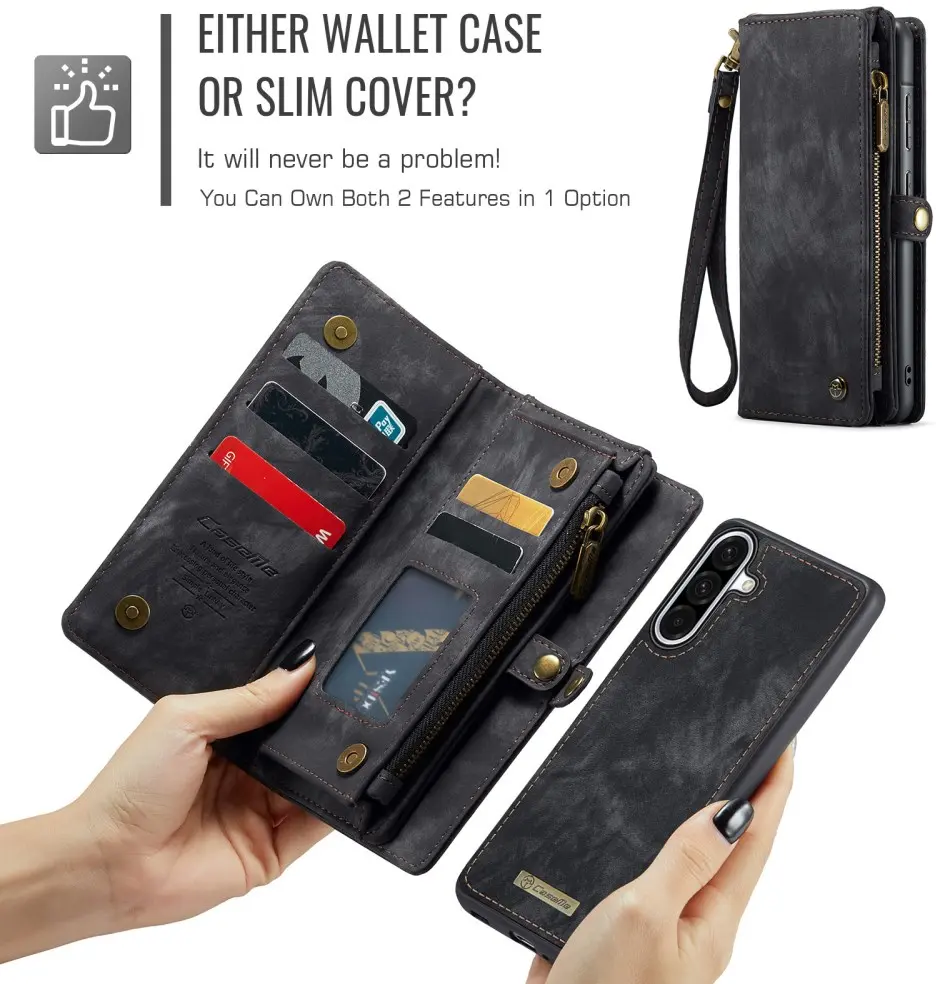 CaseMe 008 Samsung Galaxy A56 Hoesje 2-in-1 Book Case en Back Cover Zwart afbeelding 8