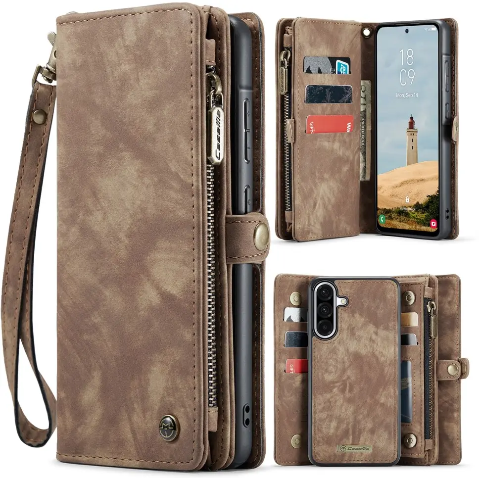 CaseMe 008 Samsung Galaxy A56 Hoesje 2-in-1 Book Case en Back Cover Bruin afbeelding 2