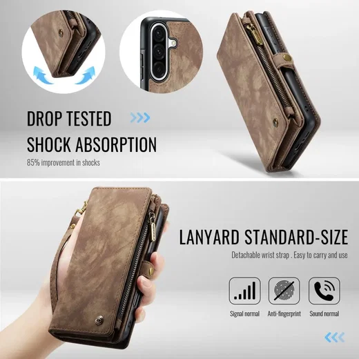 CaseMe 008 Samsung Galaxy A56 Hoesje 2-in-1 Book Case en Back Cover Bruin afbeelding 4