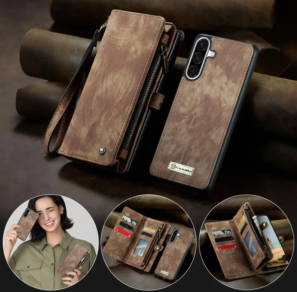 CaseMe 008 Samsung Galaxy A56 Hoesje 2-in-1 Book Case en Back Cover Bruin afbeelding 7