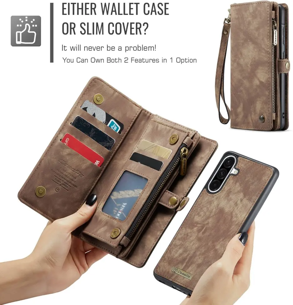 CaseMe 008 Samsung Galaxy A56 Hoesje 2-in-1 Book Case en Back Cover Bruin afbeelding 8