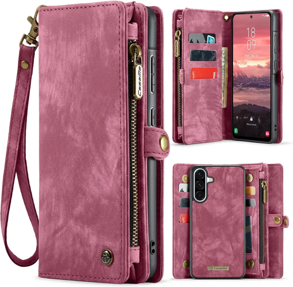 CaseMe 008 Samsung Galaxy A56 Hoesje 2-in-1 Book Case en Back Cover Rood afbeelding 2