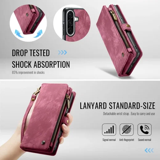 CaseMe 008 Samsung Galaxy A56 Hoesje 2-in-1 Book Case en Back Cover Rood afbeelding 4