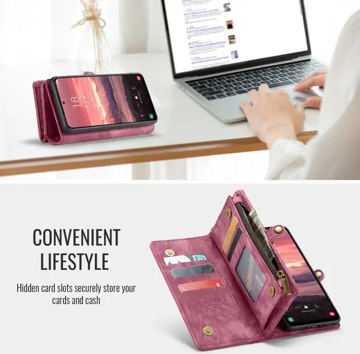 CaseMe 008 Samsung Galaxy A56 Hoesje 2-in-1 Book Case en Back Cover Rood afbeelding 5