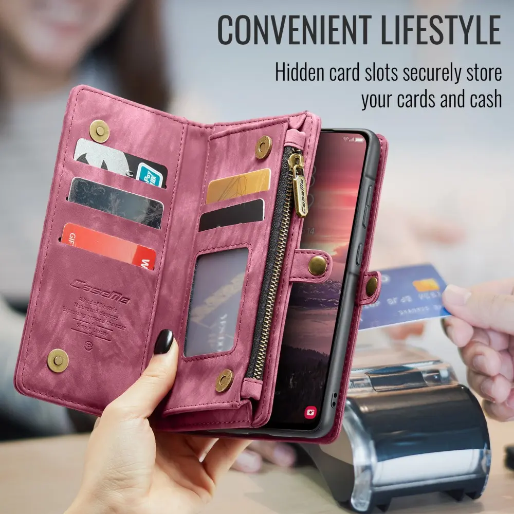 CaseMe 008 Samsung Galaxy A56 Hoesje 2-in-1 Book Case en Back Cover Rood afbeelding 9