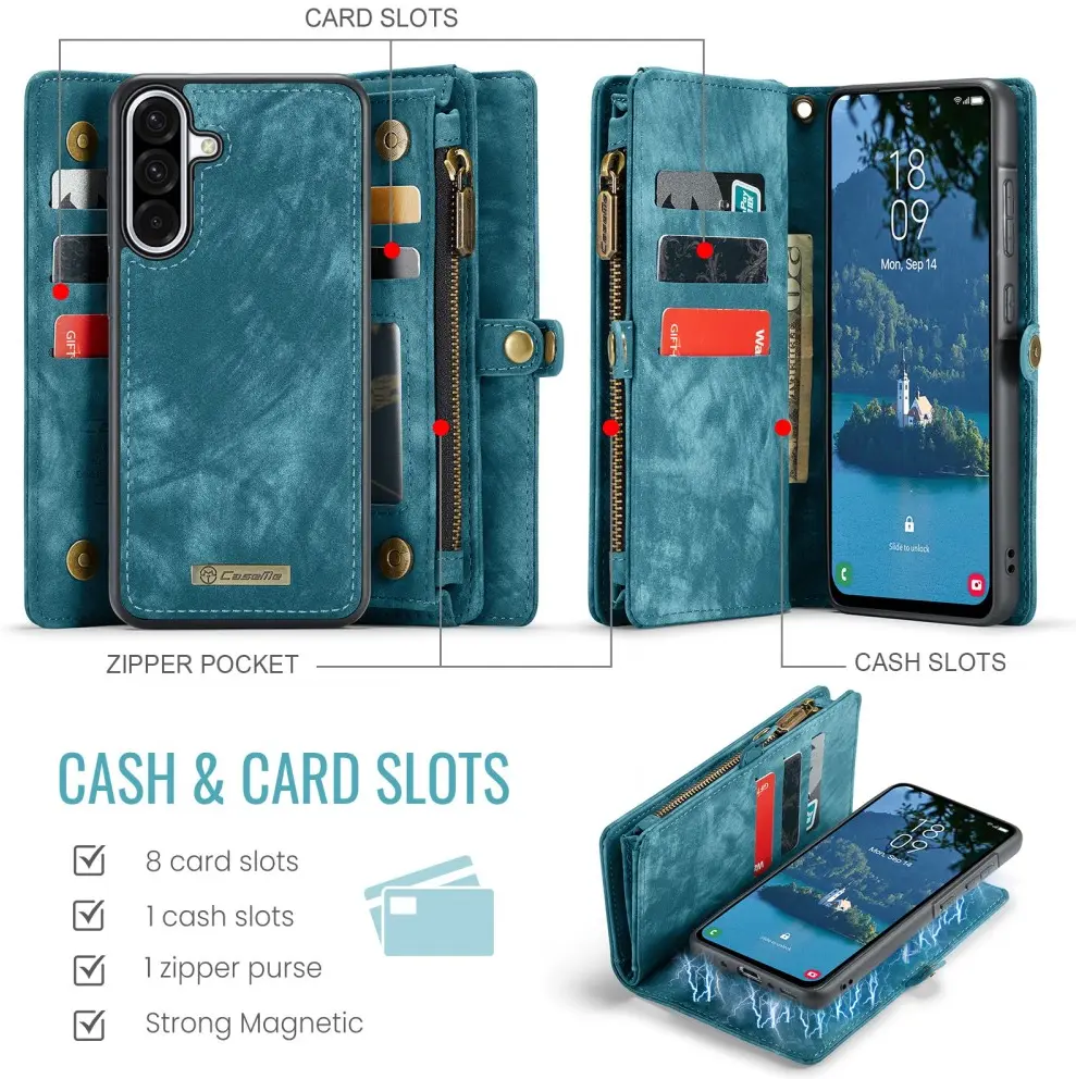 CaseMe 008 Samsung Galaxy A56 Hoesje 2-in-1 Book Case en Back Cover Blauw afbeelding 3