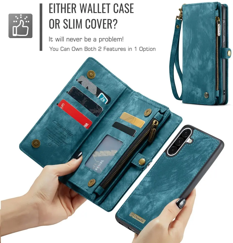 CaseMe 008 Samsung Galaxy A56 Hoesje 2-in-1 Book Case en Back Cover Blauw afbeelding 8