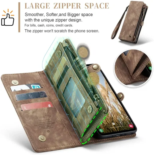 CaseMe 008 Samsung Galaxy A36 Hoesje 2-in-1 Book Case en Back Cover Bruin afbeelding 3