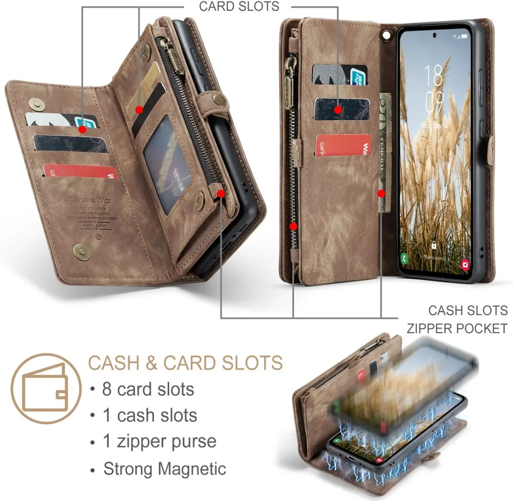 CaseMe 008 Samsung Galaxy A36 Hoesje 2-in-1 Book Case en Back Cover Bruin afbeelding 6