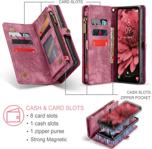 CaseMe 008 Samsung Galaxy A36 Hoesje 2-in-1 Book Case en Back Cover Rood afbeelding 6