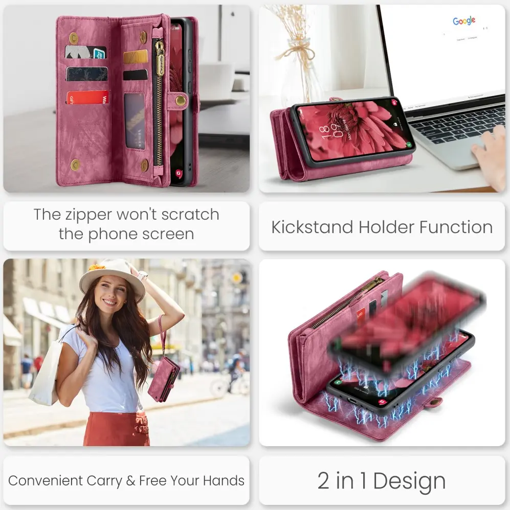 CaseMe 008 Samsung Galaxy A36 Hoesje 2-in-1 Book Case en Back Cover Rood afbeelding 7