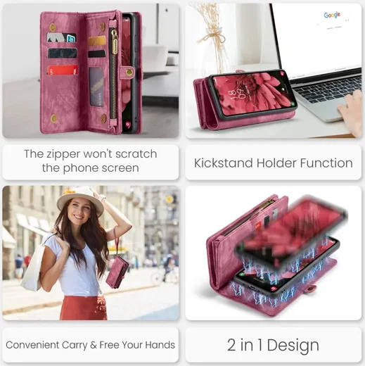 CaseMe 008 Samsung Galaxy A36 Hoesje 2-in-1 Book Case en Back Cover Rood afbeelding 7