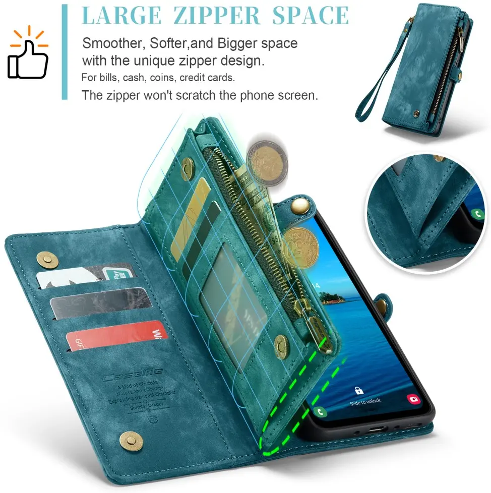 CaseMe 008 Samsung Galaxy A36 Hoesje 2-in-1 Book Case en Back Cover Blauw afbeelding 3