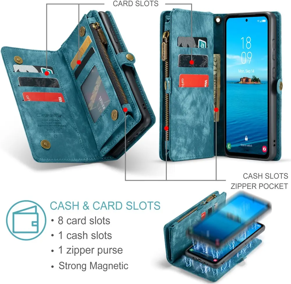 CaseMe 008 Samsung Galaxy A36 Hoesje 2-in-1 Book Case en Back Cover Blauw afbeelding 6
