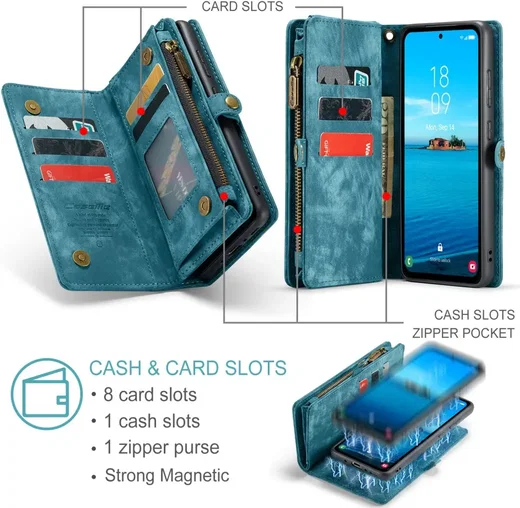 CaseMe 008 Samsung Galaxy A36 Hoesje 2-in-1 Book Case en Back Cover Blauw afbeelding 6