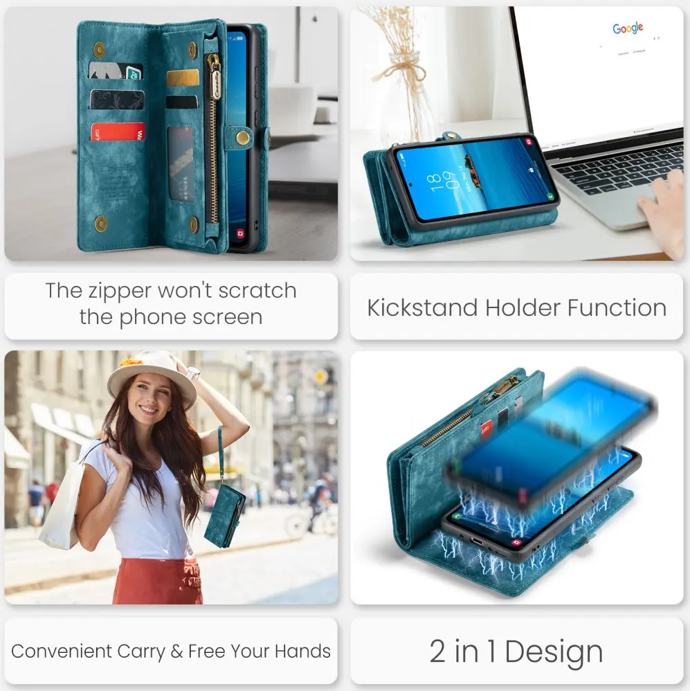 CaseMe 008 Samsung Galaxy A36 Hoesje 2-in-1 Book Case en Back Cover Blauw afbeelding 7