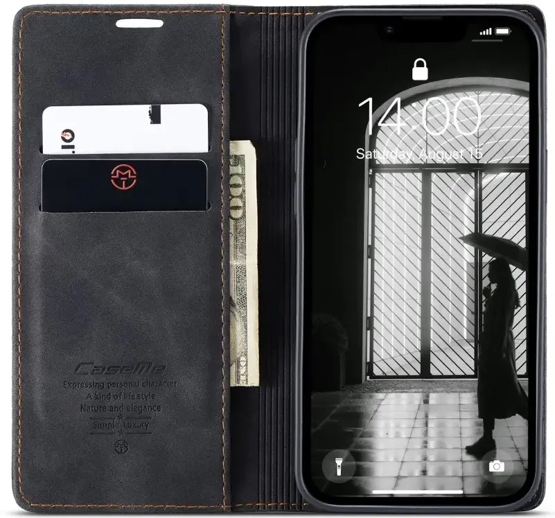 CaseMe 013 Apple iPhone 17e / 16e Hoesje Book Case met Standaard Zwart afbeelding 1