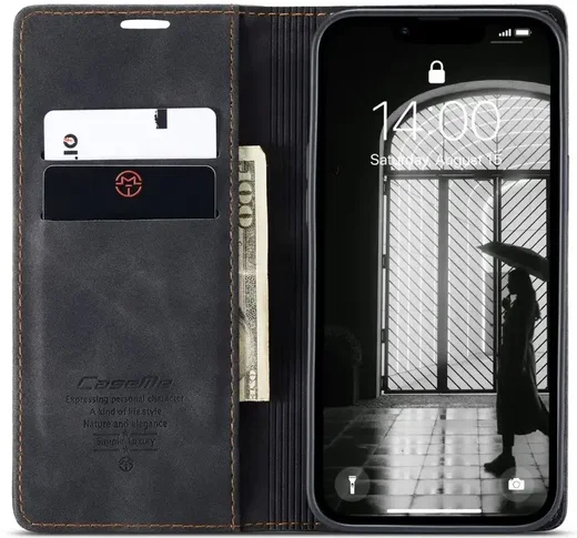 CaseMe 013 Apple iPhone 17e / 16e Hoesje Book Case met Standaard Zwart afbeelding 1