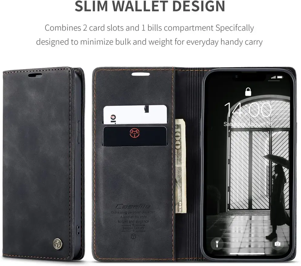 CaseMe 013 Apple iPhone 17e / 16e Hoesje Book Case met Standaard Zwart afbeelding 10