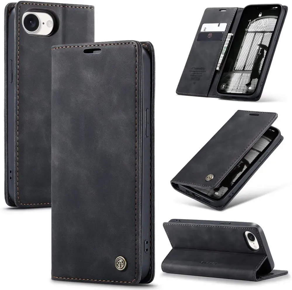 CaseMe 013 Apple iPhone 17e / 16e Hoesje Book Case met Standaard Zwart afbeelding 2