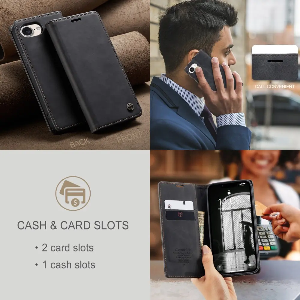 CaseMe 013 Apple iPhone 17e / 16e Hoesje Book Case met Standaard Zwart afbeelding 7