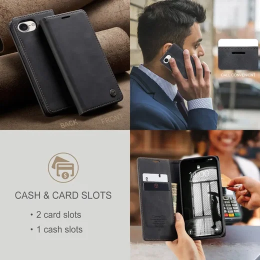 CaseMe 013 Apple iPhone 17e / 16e Hoesje Book Case met Standaard Zwart afbeelding 7