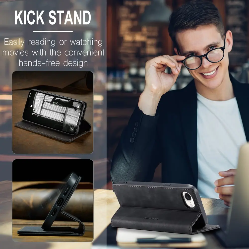 CaseMe 013 Apple iPhone 17e / 16e Hoesje Book Case met Standaard Zwart afbeelding 8