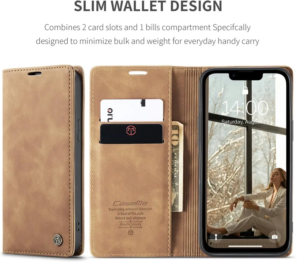 CaseMe 013 Apple iPhone 17e / 16e Hoesje Book Case met Standaard Bruin afbeelding 10