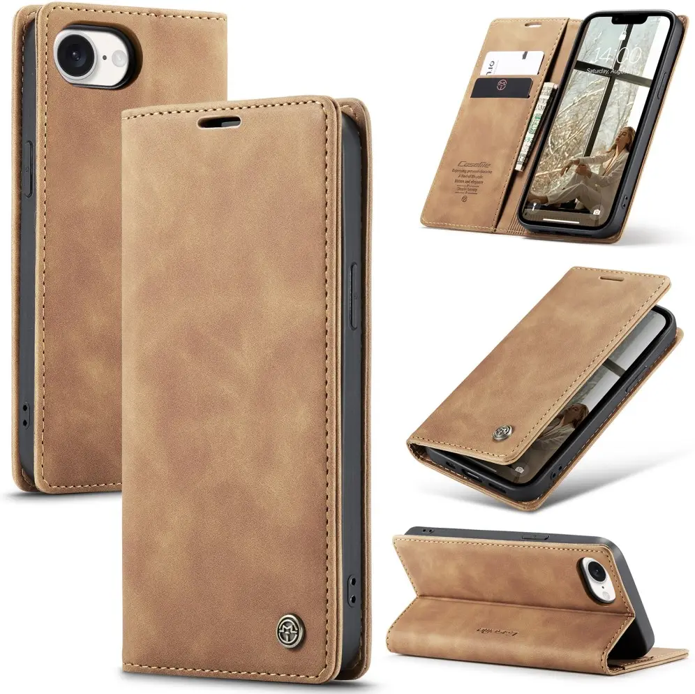 CaseMe 013 Apple iPhone 17e / 16e Hoesje Book Case met Standaard Bruin afbeelding 2