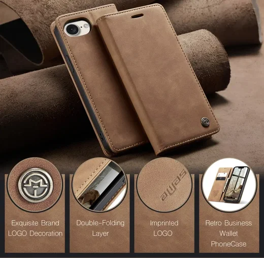 CaseMe 013 Apple iPhone 17e / 16e Hoesje Book Case met Standaard Bruin afbeelding 5