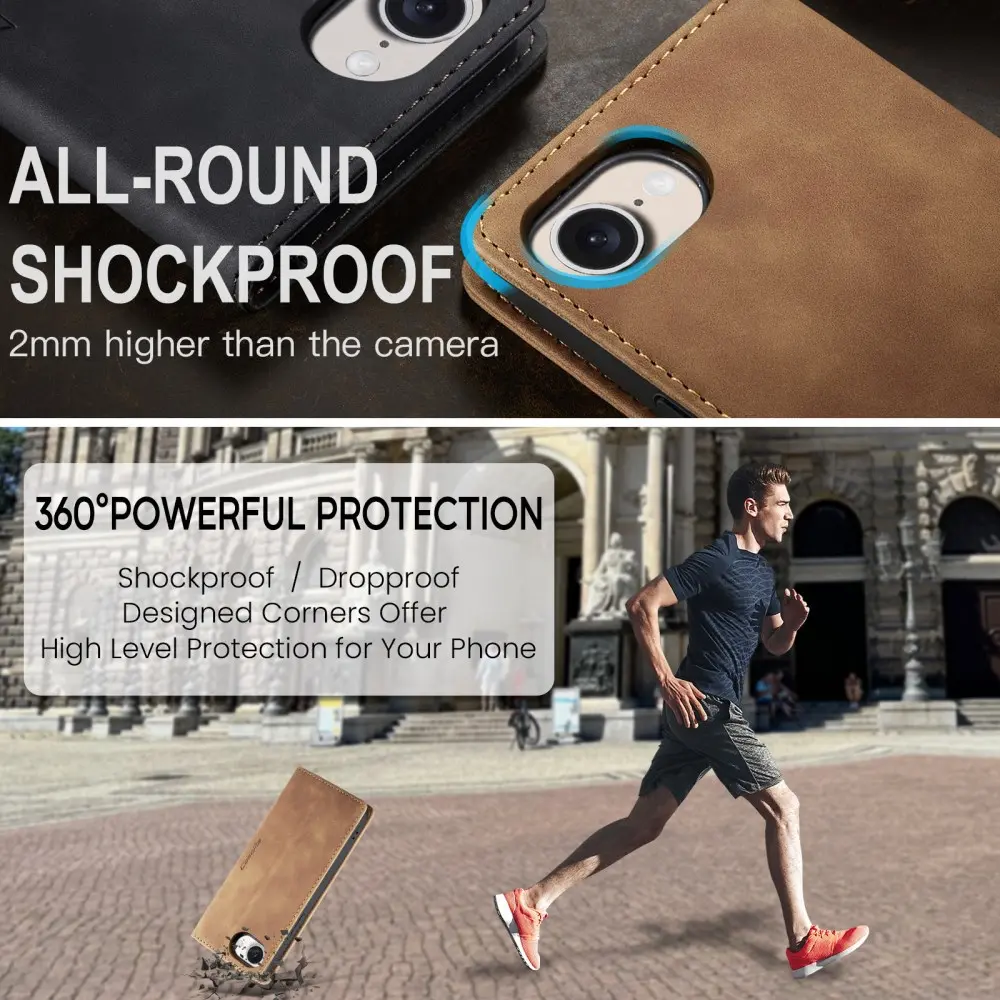 CaseMe 013 Apple iPhone 17e / 16e Hoesje Book Case met Standaard Bruin afbeelding 9