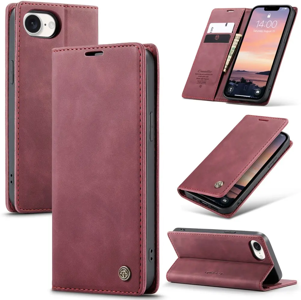 CaseMe 013 Apple iPhone 17e / 16e Hoesje Book Case met Standaard Rood afbeelding 2