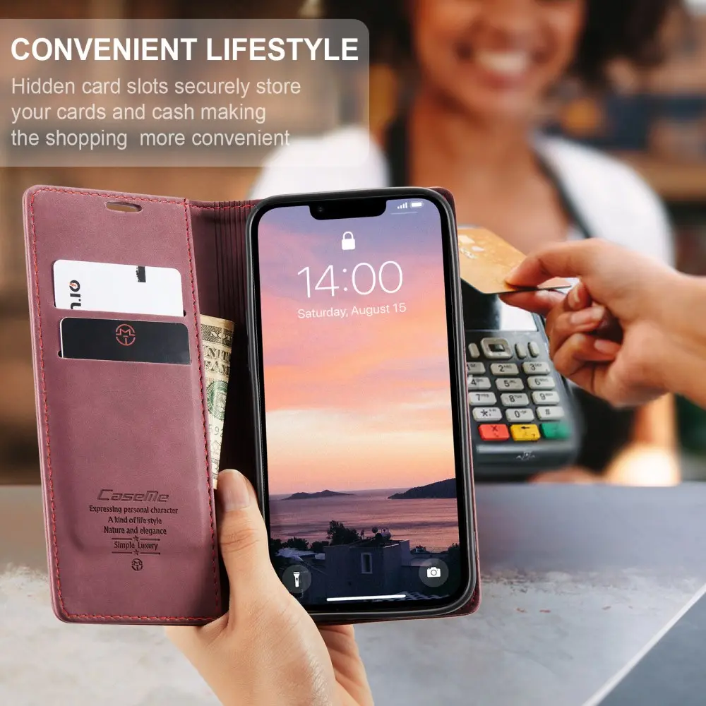 CaseMe 013 Apple iPhone 17e / 16e Hoesje Book Case met Standaard Rood afbeelding 4