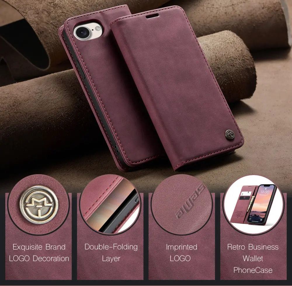 CaseMe 013 Apple iPhone 17e / 16e Hoesje Book Case met Standaard Rood afbeelding 5