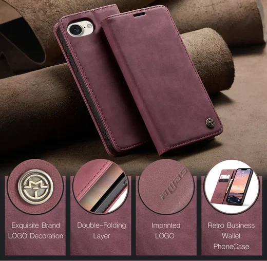 CaseMe 013 Apple iPhone 17e / 16e Hoesje Book Case met Standaard Rood afbeelding 5