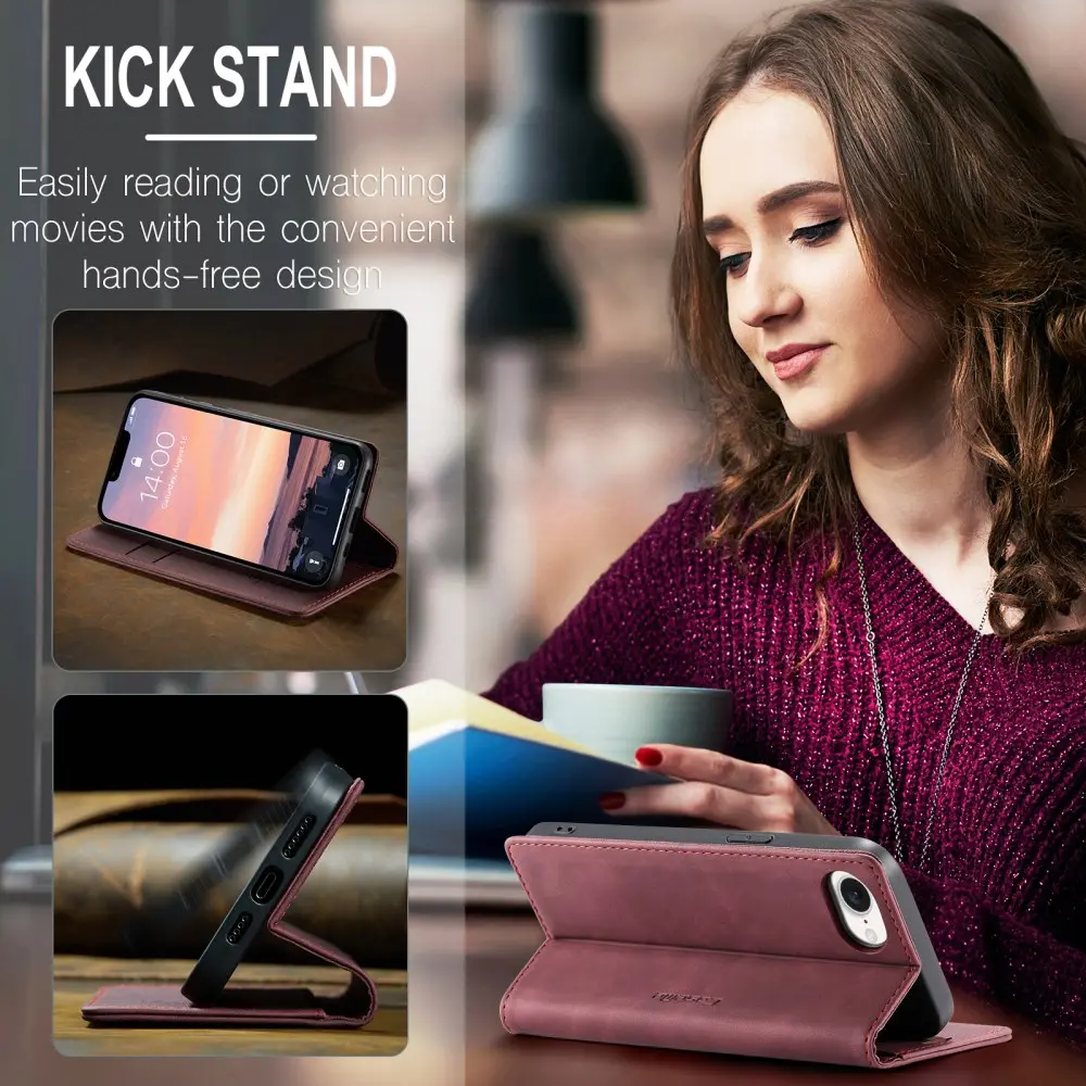 CaseMe 013 Apple iPhone 17e / 16e Hoesje Book Case met Standaard Rood afbeelding 8