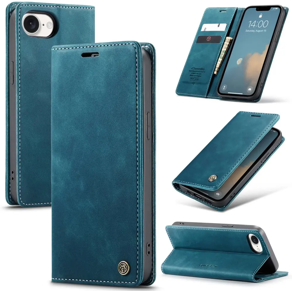 CaseMe 013 Apple iPhone 17e / 16e Hoesje Book Case met Standaard Blauw afbeelding 2