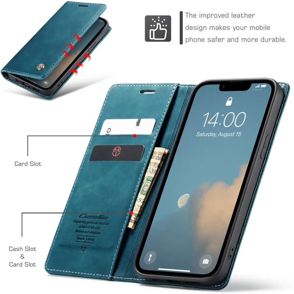 CaseMe 013 Apple iPhone 17e / 16e Hoesje Book Case met Standaard Blauw afbeelding 3