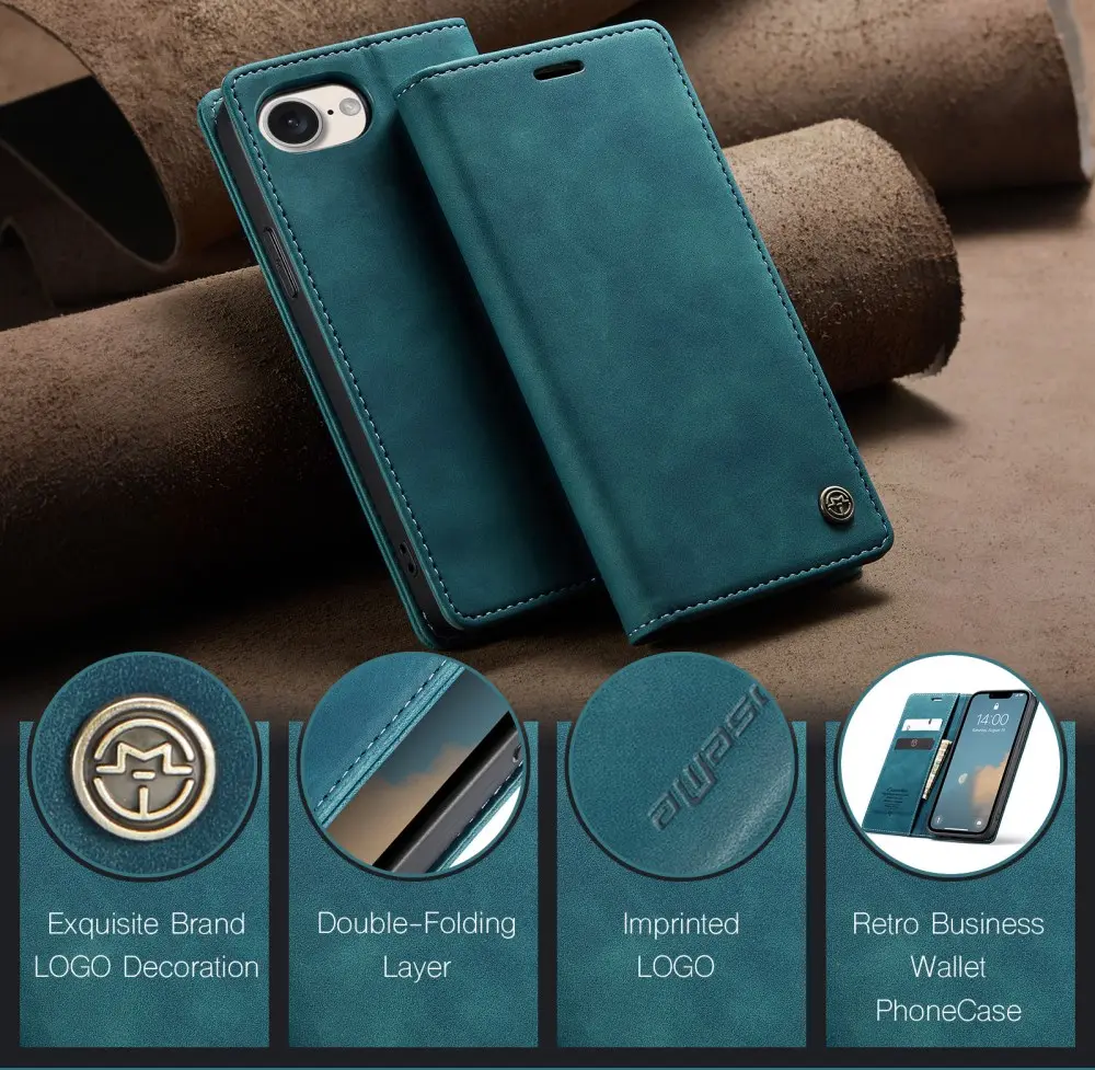 CaseMe 013 Apple iPhone 17e / 16e Hoesje Book Case met Standaard Blauw afbeelding 5