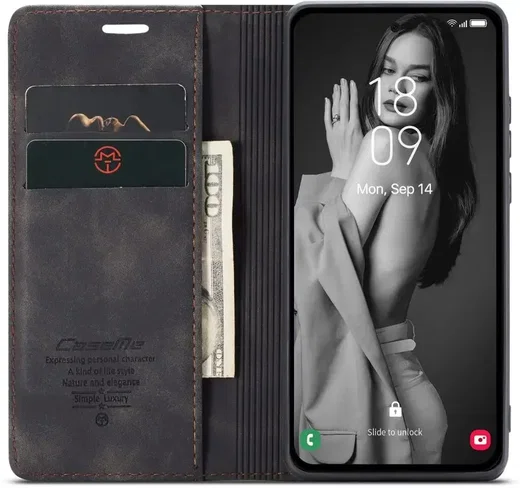 CaseMe 013 Samsung Galaxy A56 Hoesje Book Case met Standaard Zwart afbeelding 1