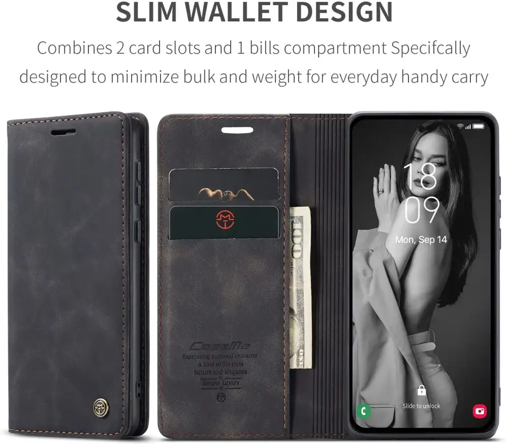 CaseMe 013 Samsung Galaxy A56 Hoesje Book Case met Standaard Zwart afbeelding 11