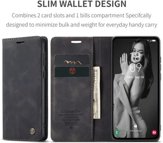 CaseMe 013 Samsung Galaxy A56 Hoesje Book Case met Standaard Zwart afbeelding 11