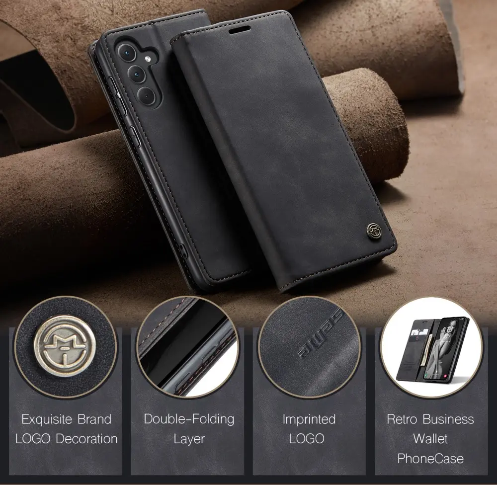 CaseMe 013 Samsung Galaxy A56 Hoesje Book Case met Standaard Zwart afbeelding 6