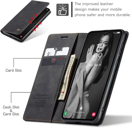 CaseMe 013 Samsung Galaxy A56 Hoesje Book Case met Standaard Zwart afbeelding 7