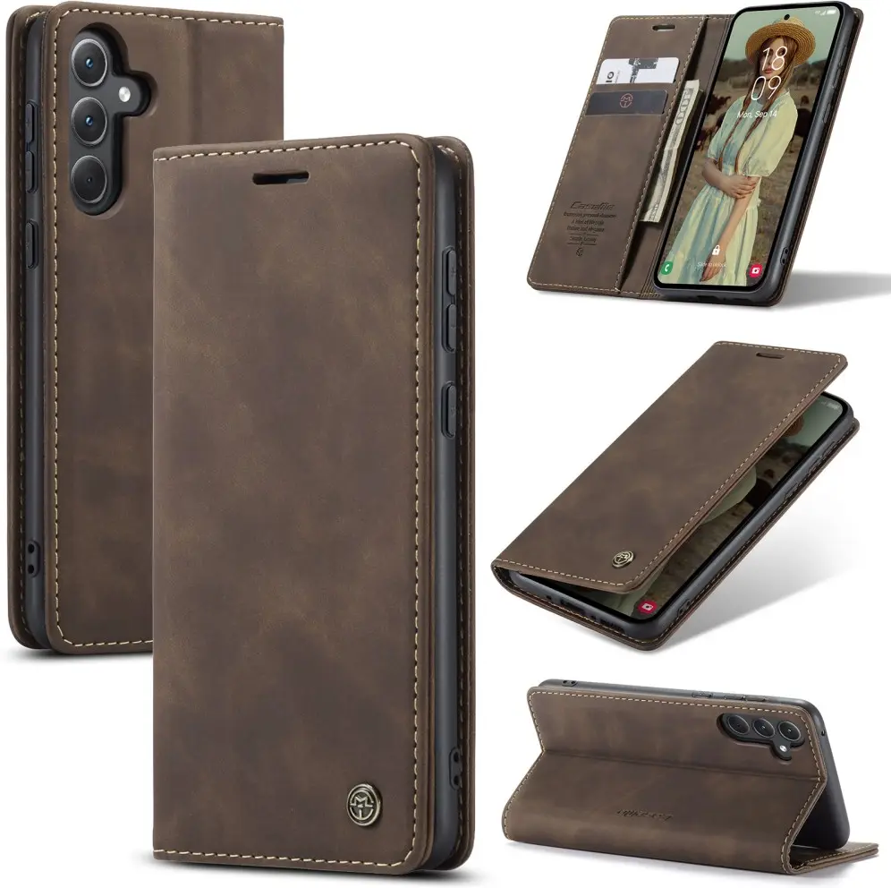 CaseMe 013 Samsung Galaxy A56 Hoesje Book Case met Standaard Bruin afbeelding 2