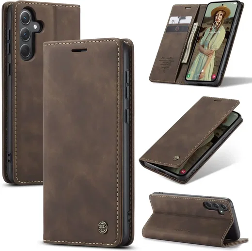 CaseMe 013 Samsung Galaxy A56 Hoesje Book Case met Standaard Bruin afbeelding 2