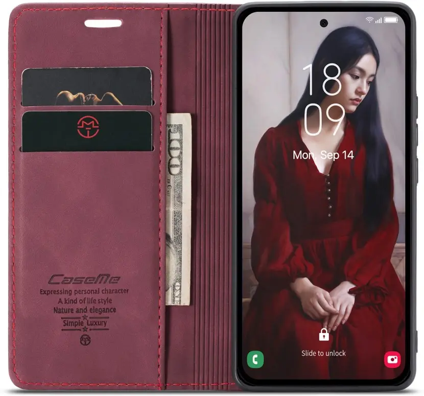 CaseMe 013 Samsung Galaxy A56 Hoesje Book Case met Standaard Rood afbeelding 1