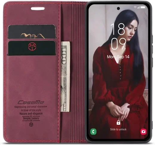 CaseMe 013 Samsung Galaxy A56 Hoesje Book Case met Standaard Rood afbeelding 1